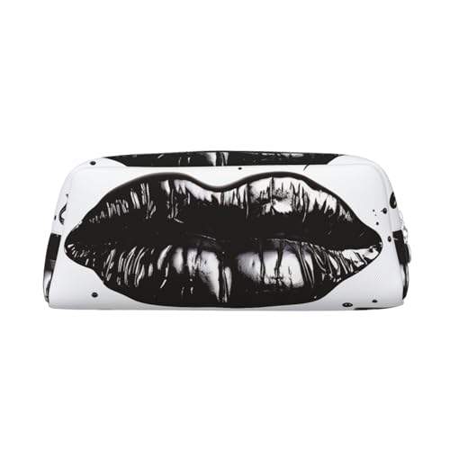 GDSHJKLW Federmäppchen aus Leder, Motiv: Lippenstift, Lippen, großes Fassungsvermögen, Make-up-Tasche mit Reißverschluss, für Damen und Herren, Reise-Kulturbeutel, wasserdicht, Kosmetiktasche, weit von GDSHJKLW
