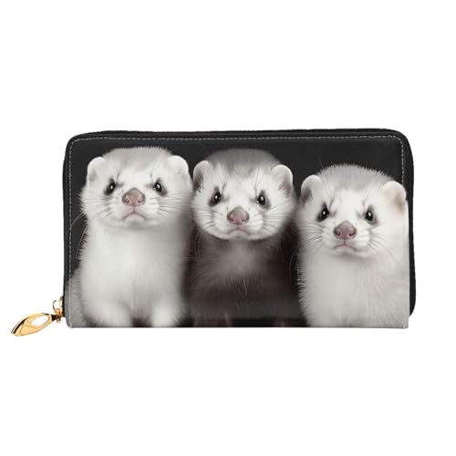 GDSHJKLW Frettchen Damen-Geldbörse, Leder, Reißverschluss, Clutch, wasserdicht, Kreditkartenetui mit Handyhalter, Reise-Münzgeldbörse von GDSHJKLW