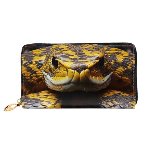 GDSHJKLW Gelbe Schlangen-Damen-Geldbörse, Leder, Reißverschluss, Clutch, wasserdicht, Kreditkartenetui mit Handyhalter, Reise-Münzgeldbörse von GDSHJKLW
