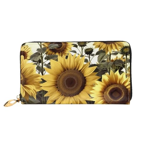 GDSHJKLW Gelbe Sonnenblumen-Geldbörse für Damen, Leder, Reißverschluss, Clutch, wasserdicht, Kreditkartenetui mit Handyhalter, Reise-Münzgeldbörse von GDSHJKLW