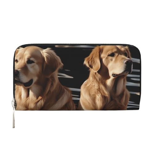 GDSHJKLW Golden Retrievers Damen-Geldbörse mit umlaufendem Reißverschluss, PU-Leder, Handy-Clutch, Kartenhalter, Organizer für Damen, Schwarz, Einheitsgröße, Schwarz , Einheitsgröße von GDSHJKLW