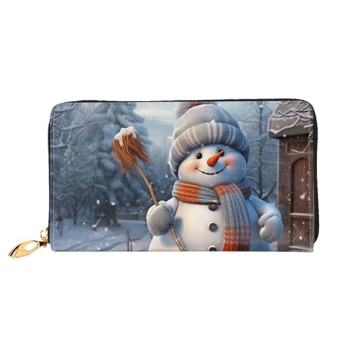 GDSHJKLW Hardworking Schneemann Damen Geldbörse Leder Reißverschluss Rund Clutch Geldbörsen Wasserdicht Kreditkartenhalter mit Handyhalter Damen Reise Münzbörse von GDSHJKLW
