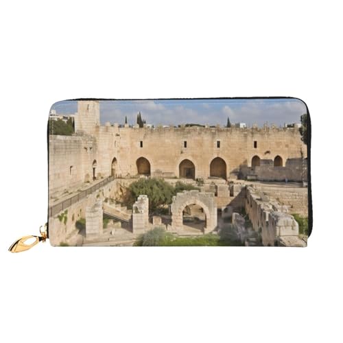GDSHJKLW Israel At The Tower Of David Damen-Geldbörse, Leder, Reißverschluss, Clutch, wasserdicht, Kreditkartenetui mit Handyhalter, Reise-Münzgeldbörse von GDSHJKLW