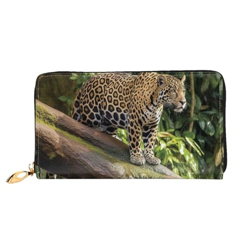 GDSHJKLW Jaguar Damen Geldbörse mit Katzenmotiv auf Baumstamm, Wasserfall, Leder, Reißverschluss, wasserdicht, Kreditkartenetui mit Handyhalter, Reise-Münzgeldbörse GDSHJKLW Jaguar Damen Geldbörse mit Katzenmotiv auf Baumstamm, Wasserfall, Leder, Reißverschluss, wasserdicht, Kreditkartenetui mit Handyhalter, Reise-Münzgeldbörse von GDSHJKLW