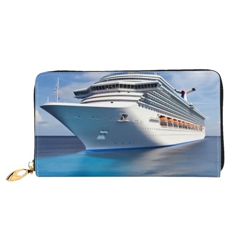 GDSHJKLW Kreuzfahrtschiff-Damen-Geldbörse, Leder, Reißverschluss, Clutch, wasserdicht, Kreditkartenetui mit Handyhalter, Reise-Münzgeldbörse von GDSHJKLW