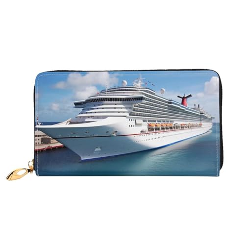 GDSHJKLW Kreuzfahrtschiffe Damen-Geldbörse, Leder, Reißverschluss, Clutch, wasserdicht, Kreditkartenetui mit Handyhalter, Reise-Münzgeldbörse von GDSHJKLW