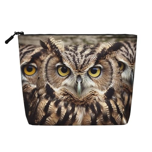 GDSHJKLW Make-up-Tasche aus Leinen für Damen, wasserdicht, Reise-Kosmetik-Organizer, leichter Reißverschluss, Reise-Kulturbeutel, Organizer, Eule, Vögel, Make-up-Pinsel, Aufbewahrungstasche von GDSHJKLW