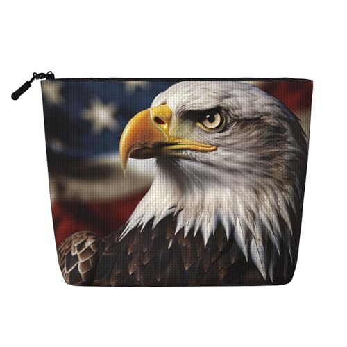 GDSHJKLW Make-up-Tasche aus Leinen für Damen, wasserdicht, Reise-Kosmetik-Organizer, leichter Reißverschluss, Reise-Kulturbeutel, Organizer, Weißkopfseeadler, US-Flagge, Bilder, Make-up-Pinsel GDSHJKLW Make-up-Tasche aus Leinen für Damen, wasserdicht, Reise-Kosmetik-Organizer, leichter Reißverschluss, Reise-Kulturbeutel, Organizer, Weißkopfseeadler, US-Flagge, Bilder, Make-up-Pinsel von GDSHJKLW