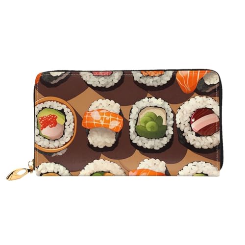 GDSHJKLW Many Sushi Food Women Wallets Leather Zip Around Clutch Purses Waterproof Credit Card Holder With Phone Holder Ladies Travel Coin Purse von GDSHJKLW