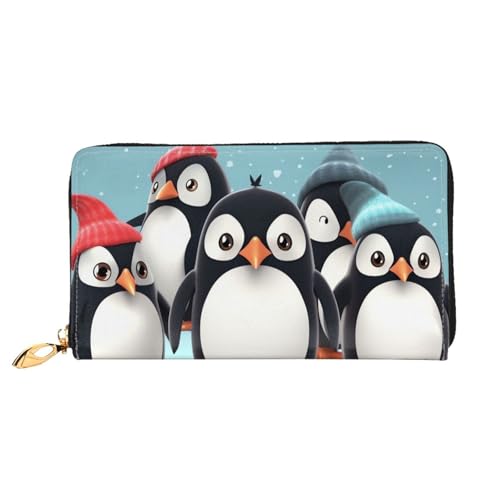 GDSHJKLW Niedliche Pinguin-Damen-Geldbörse, Leder, Reißverschluss, Clutch, wasserdicht, Kreditkartenetui mit Handyhalter, Reise-Münzgeldbörse von GDSHJKLW