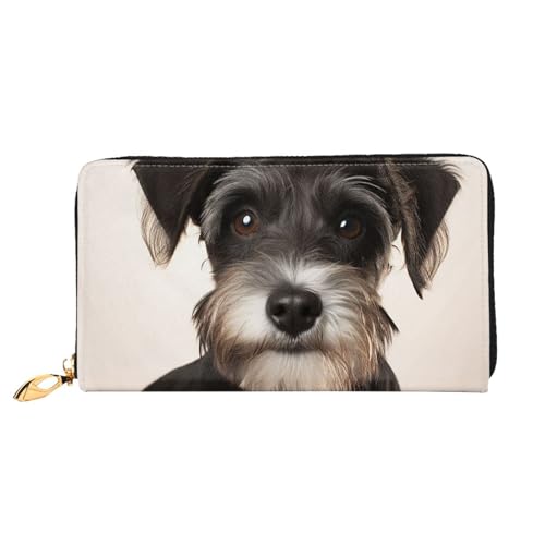 GDSHJKLW Niedliche Schnauzer-Damen-Geldbörse, Leder, Reißverschluss, Clutch, wasserdicht, Kreditkartenetui mit Handyhalter, Reise-Münzgeldbörse von GDSHJKLW