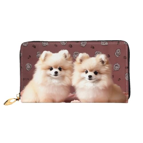 GDSHJKLW Pomeranians Puppies And Point Damen-Geldbörse, Leder, Reißverschluss, Clutch, wasserdicht, Kreditkartenetui mit Handyhalter, Reise-Münzgeldbörse von GDSHJKLW