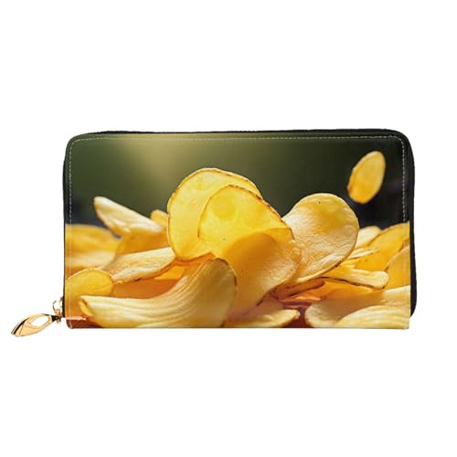 GDSHJKLW Potato Chips Damen-Geldbörse, Leder, Reißverschluss, Clutch, wasserdicht, Kreditkartenetui mit Handyhalter, Reise-Münzgeldbörse von GDSHJKLW