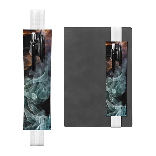GDSHJKLW Psychedelic Smoke Elastisches Band Stifthalter Abnehmbare PU Leder Stifteetui Journal Bleistift Halter Federmäppchen Bürobedarf Geschenk für Hardcover Journals Notizbücher Planer von GDSHJKLW