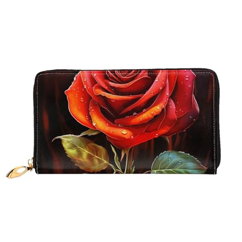 GDSHJKLW Red Rose Art Damen-Geldbörse, Leder, Reißverschluss, wasserdicht, Kreditkartenetui mit Handyhalter, Reise-Münzgeldbörse GDSHJKLW Red Rose Art Damen-Geldbörse, Leder, Reißverschluss, wasserdicht, Kreditkartenetui mit Handyhalter, Reise-Münzgeldbörse von GDSHJKLW