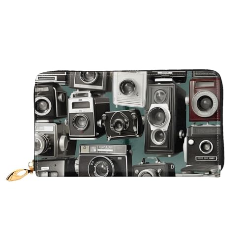 GDSHJKLW Retro Cool Camera Collection1 Damen-Geldbörse, Leder, Reißverschluss, Clutch, wasserdicht, Kreditkartenetui mit Handyhalter, Reise-Münzgeldbörse von GDSHJKLW