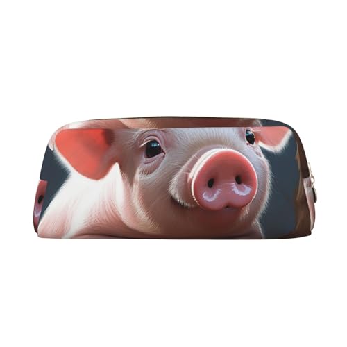 GDSHJKLW Smiling Leder-Federmäppchen, großes Fassungsvermögen, Make-up-Tasche mit Reißverschluss, für Damen und Herren, Reise-Kulturbeutel, wasserdicht, Kosmetiktasche, weit geöffnete Münztasche von GDSHJKLW