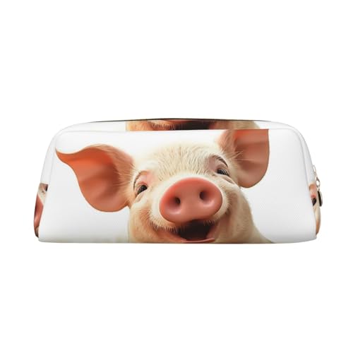 GDSHJKLW Smiling Leder-Federmäppchen, großes Fassungsvermögen, Make-up-Tasche mit Reißverschluss, für Damen und Herren, Reise-Kulturbeutel, wasserdicht, Kosmetiktasche, weit geöffnete Münztasche von GDSHJKLW