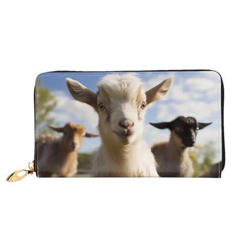 GDSHJKLW Süße Ziegen-Damen-Geldbörse, Leder, Reißverschluss, Clutch, wasserdicht, Kreditkartenetui mit Handyhalter, Reise-Münzgeldbörse von GDSHJKLW