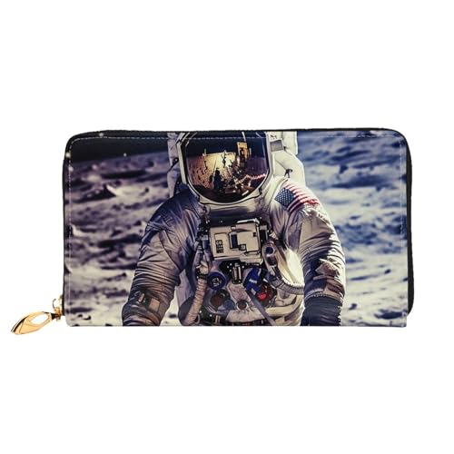 GDSHJKLW Us Astronaut Travel Moon Damen-Geldbörse, Leder, Reißverschluss, Clutch, wasserdicht, Kreditkartenetui mit Handyhalter, Reise-Münzgeldbörse von GDSHJKLW