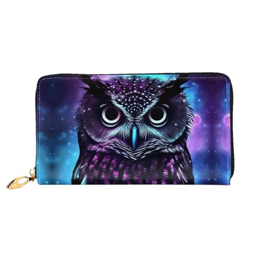 GDSHJKLW Violette Eule Damen-Geldbörse, Leder, Reißverschluss, Clutch, wasserdicht, Kreditkartenetui mit Handyhalter, Reise-Münzgeldbörse von GDSHJKLW