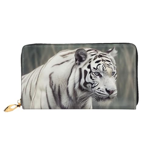 GDSHJKLW White Tiger Damen-Geldbörse, Leder, Reißverschluss, Clutch, wasserdicht, Kreditkartenetui mit Handyhalter, Reise-Münzgeldbörse von GDSHJKLW