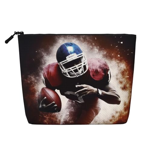Gdshjklw Make-up-Tasche aus Leinen für Damen, wasserdicht, Reise-Kosmetik-Organizer, leichter Reißverschluss, Reise-Kulturbeutel, Organizer, American Football, Make-up-Pinsel, Aufbewahrungstasche Gdshjklw Make-up-Tasche aus Leinen für Damen, wasserdicht, Reise-Kosmetik-Organizer, leichter Reißverschluss, Reise-Kulturbeutel, Organizer, American Football, Make-up-Pinsel, Aufbewahrungstasche von GDSHJKLW