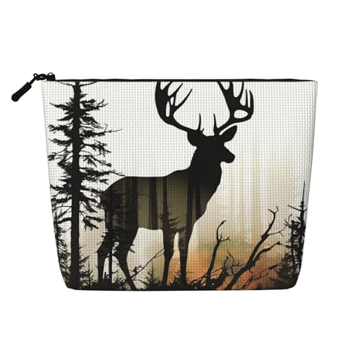 Gdshjklw Make-up-Tasche aus Leinen für Damen, wasserdicht, Reise-Kosmetik-Organizer, leichter Reißverschluss, Reise-Kulturbeutel, Organizer, Hirsch-Silhouette, Make-up-Pinsel, Aufbewahrungstasche Gdshjklw Make-up-Tasche aus Leinen für Damen, wasserdicht, Reise-Kosmetik-Organizer, leichter Reißverschluss, Reise-Kulturbeutel, Organizer, Hirsch-Silhouette, Make-up-Pinsel, Aufbewahrungstasche von GDSHJKLW