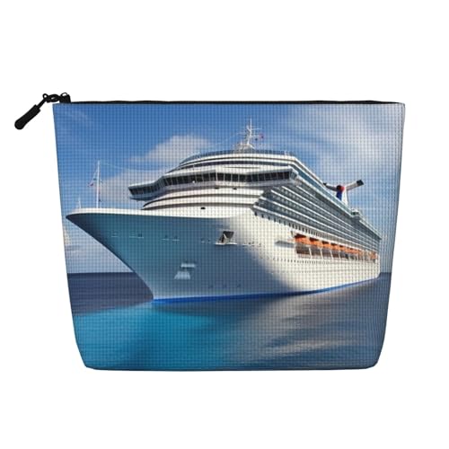 Gdshjklw Make-up-Tasche aus Leinen für Damen, wasserdicht, Reise-Kosmetik-Organizer, leichter Reißverschluss, Reise-Kulturbeutel, Organizer, Kreuzfahrtschiff, Make-up-Pinsel, Aufbewahrungstasche von GDSHJKLW