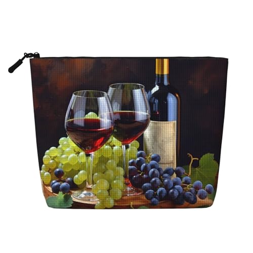 Gdshjklw Make-up-Tasche aus Leinen für Damen, wasserdicht, Reise-Kosmetik-Organizer, leichter Reißverschluss, Reise-Kulturbeutel, Organizer, Kunst, Rotwein-Galssen und Trauben, 1 Gdshjklw Make-up-Tasche aus Leinen für Damen, wasserdicht, Reise-Kosmetik-Organizer, leichter Reißverschluss, Reise-Kulturbeutel, Organizer, Kunst, Rotwein-Galssen und Trauben, 1 von GDSHJKLW