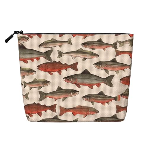 Gdshjklw Make-up-Tasche aus Leinen für Damen, wasserdicht, Reise-Kosmetik-Organizer, leichter Reißverschluss, Reise-Kulturbeutel, Organizer, Lachs, Make-up-Pinsel, Aufbewahrungstasche von GDSHJKLW