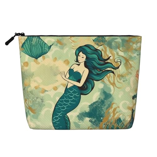 Gdshjklw Make-up-Tasche aus Leinen für Damen, wasserdicht, Reise-Kosmetik-Organizer, leichter Reißverschluss, Reise-Kulturbeutel, Organizer, Retro-Meerjungfrau-Make-up-Pinsel-Aufbewahrungstasche Gdshjklw Make-up-Tasche aus Leinen für Damen, wasserdicht, Reise-Kosmetik-Organizer, leichter Reißverschluss, Reise-Kulturbeutel, Organizer, Retro-Meerjungfrau-Make-up-Pinsel-Aufbewahrungstasche von GDSHJKLW