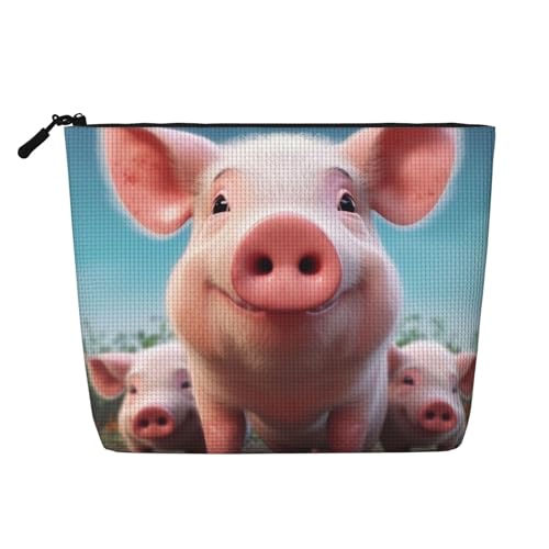 Gdshjklw Make-up-Tasche aus Leinen für Damen, wasserdicht, Reise-Kosmetik-Organizer, leichter Reißverschluss, Reise-Kulturbeutel, Organizer, lächelnde Make-up-Pinsel, Aufbewahrungstasche von GDSHJKLW
