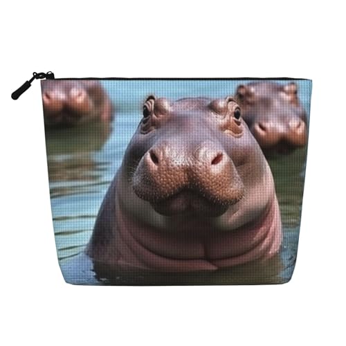Gdshjklw Make-up-Tasche aus Leinen für Damen, wasserdicht, Reise-Kosmetik-Organizer, leichter Reißverschluss, Reise-Kulturbeutel, Organizer, niedliche Nilpferde, Make-up-Pinsel, Aufbewahrungstasche Gdshjklw Make-up-Tasche aus Leinen für Damen, wasserdicht, Reise-Kosmetik-Organizer, leichter Reißverschluss, Reise-Kulturbeutel, Organizer, niedliche Nilpferde, Make-up-Pinsel, Aufbewahrungstasche von GDSHJKLW
