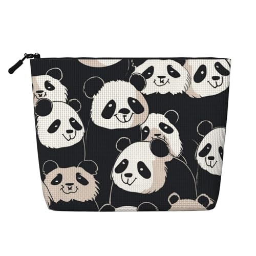 Gdshjklw Make-up-Tasche aus Leinen für Damen, wasserdicht, Reise-Kosmetik-Organizer, leichter Reißverschluss, Reise-Kulturbeutel, Organizer, niedlicher Panda, Make-up-Pinsel, Aufbewahrungstasche von GDSHJKLW