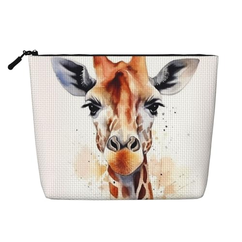 Gdshjklw Make-up-Tasche aus Leinen für Damen, wasserdicht, Reise-Kosmetik-Organizer, leichter Reißverschluss, Reise-Kulturbeutel, Organizer, stilvolle Tier-Aquarell-Giraffe, Make-up-Pinsel Gdshjklw Make-up-Tasche aus Leinen für Damen, wasserdicht, Reise-Kosmetik-Organizer, leichter Reißverschluss, Reise-Kulturbeutel, Organizer, stilvolle Tier-Aquarell-Giraffe, Make-up-Pinsel von GDSHJKLW