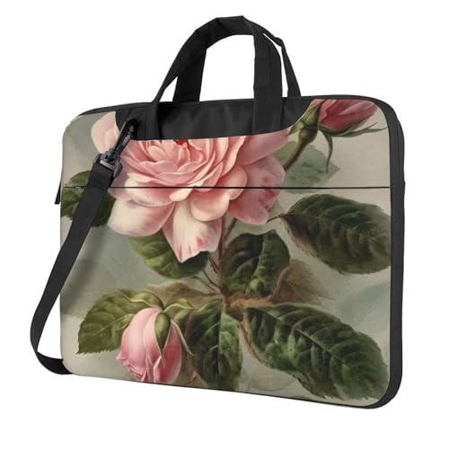 Laptop-Umhängetasche für Damen und Herren, wasserdicht, Aktentasche, Kuriertasche, Vintage, Rosa, Laptop-Hülle mit Tragegriff, 35,6 cm (14 Zoll) von GDSHJKLW