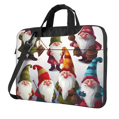 Laptop-Umhängetasche für Damen und Herren, wasserdicht, Aktentasche, Kuriertasche, Weihnachten, lustige Zwerge, Laptop-Hülle mit Tragegriff, 33 cm (13 Zoll) von GDSHJKLW