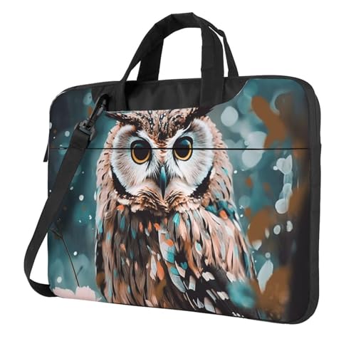 Laptop-Umhängetasche für Herren und Damen, wasserdicht, Aktentasche, Kuriertasche, Tier, niedliche Eule, Laptop-Hülle mit Tragegriff, Schwarz, 13 inch Laptop-Umhängetasche für Herren und Damen, wasserdicht, Aktentasche, Kuriertasche, Tier, niedliche Eule, Laptop-Hülle mit Tragegriff, Schwarz, 13 inch von GDSHJKLW