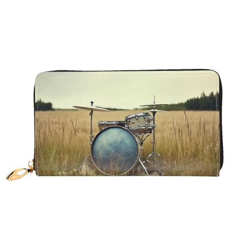 Music Drum In Field Damen-Geldbörse, Leder, Reißverschluss, Clutch, wasserdicht, Kreditkartenetui mit Handyhalter, Reise-Münzgeldbörse Music Drum In Field Damen-Geldbörse, Leder, Reißverschluss, Clutch, wasserdicht, Kreditkartenetui mit Handyhalter, Reise-Münzgeldbörse von GDSHJKLW