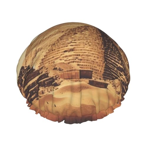 Vintage Great Egyptian Pyramid Shower Cap For Women Reusable Double Layers Bathing Bath Cap Hair Caps Waterproof Elastic Band Ladies Spa Salon Shower Hat Hair Caps von GDSHJKLW