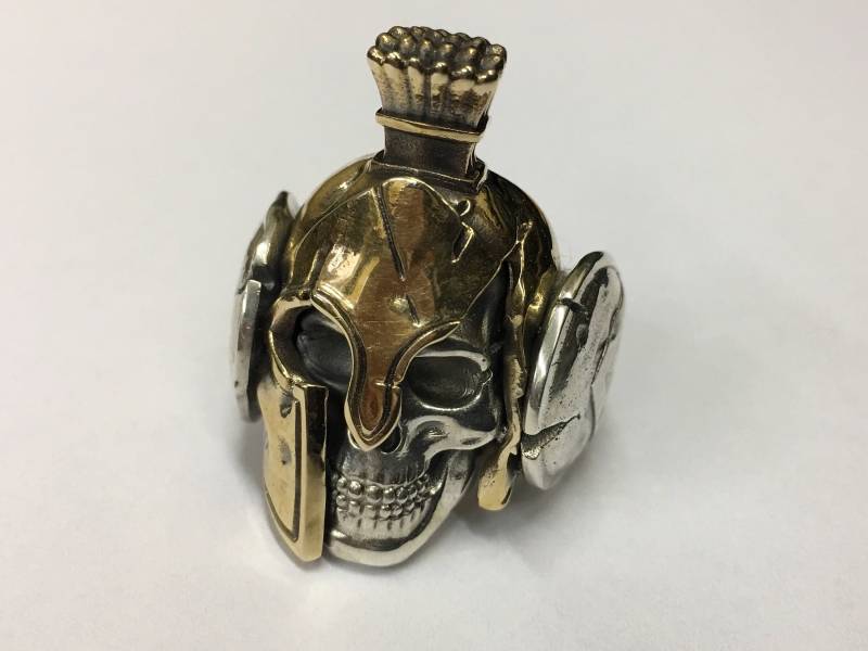 Gdskulls Handgemachter "Spartan Skull" Biker Ring Aus Sterling Silber von GDSKULLS