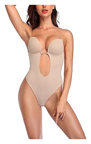 GDYJP Ganzkörper-Shapewear for Frauen trägerlos Backless Shaper Nahtloser Bodysuit mit integriertem BH for Hochzeitsfeier (Color : Beige, Size : M) von GDYJP