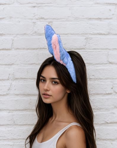 GEAGLE Blaues Ohren-Haarband, großes pelziges Stirnband, Partyzubehör, Kostüm-Haarschmuck, Blau, Einheitsgröße von GEAGLE