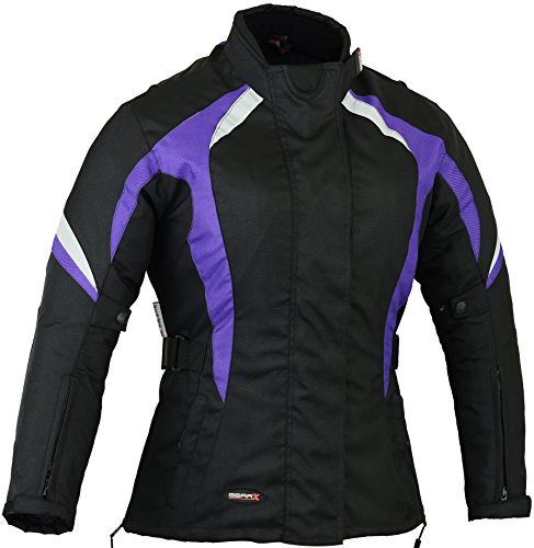 GEARX Damen Motorradjacke Wasserdichter Moto Schutzmantel - Violett, XL von GEARX