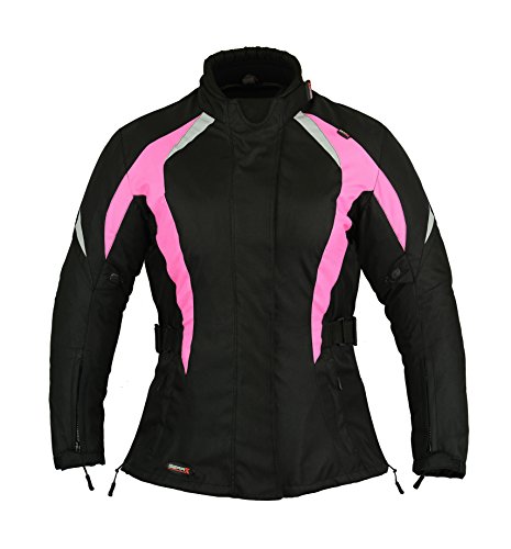 GEARX Damen Motorradjacke Wasserdichter Moto Schutzmantel - Rosa, L von GEARX