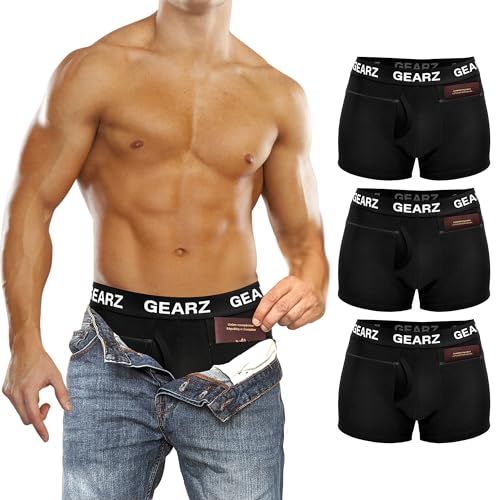 GEARZ - Anti Pickpocket Boxershorts (DE/NL/SE/PL, Alphanumerisch, XL, Regular, Regular, 3, Schwarz) von GEARZ