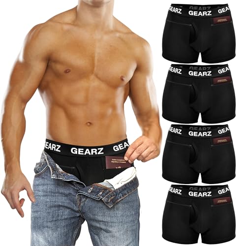 GEARZ - Anti Pickpocket Boxershorts (DE/NL/SE/PL, Alphanumerisch, XL, Regular, Regular, 4, Schwarz) von GEARZ