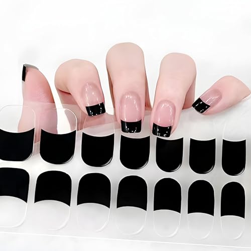 22 Stk Gel Nagellack Aufkleber Nagelfolien Selbstklebend für UV Lampe Nagelaufkleber Art Nail Full Wraps Gelnailsticker DIY für Weihnachten Damen Mädchen Nagelkunst Maniküre Nageldesign (French Tips) von GEBETTER