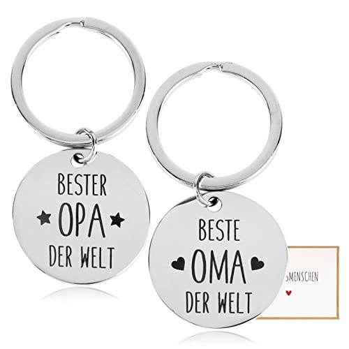 GEBETTER 2 pcs Schlüsselanhänger Oma und Opa Geschenke mit Gravur Beste Oma Bester Opa der Welt Geburtstagsgeschenk Weihnachtsgeschenke zur Geburt Großeltern für Omatag Geburtstag Weihnachten Ostern von GEBETTER